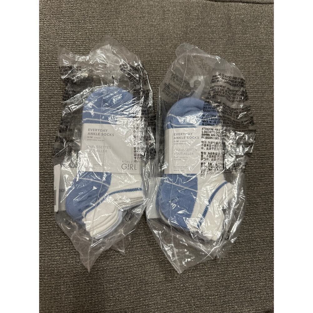 Lot of 2 Athleta Girls Everyday Ankle Socks Size Small/Medium 12.5-2Y Blue New